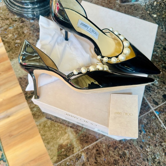Jimmy Choo Black Heels with Pearl Accents - Picture 7 of 14